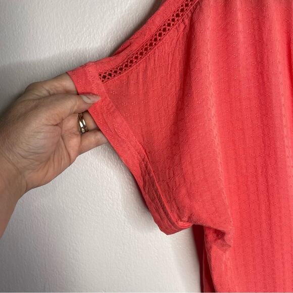 Buffalo David Bitton Coral Tie-Front Relaxed Tee Viscose Size M - Picture 6 of 11